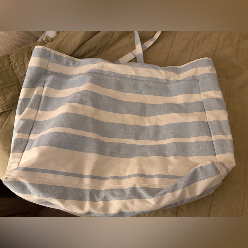 Hearth & Hand Bold Stripe Canvas Tote - Cream, Light Blue, Green - Picture 3 of 7